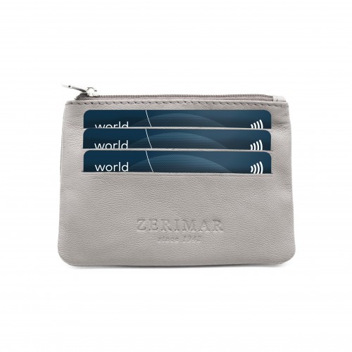 Bolsa de couro com zíper e...