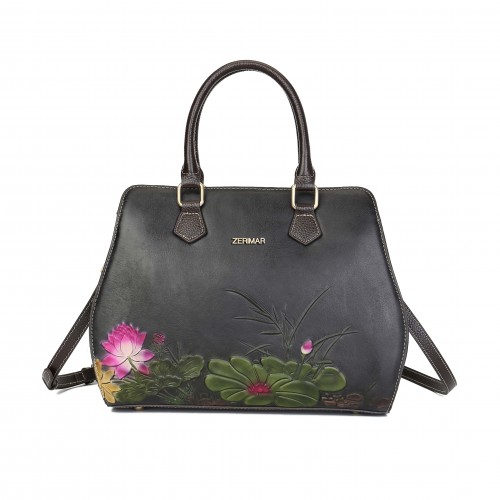 Bolsa de couro gravada com...