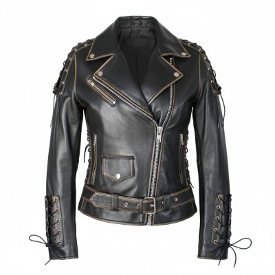 Jaqueta biker de couro AQUILE