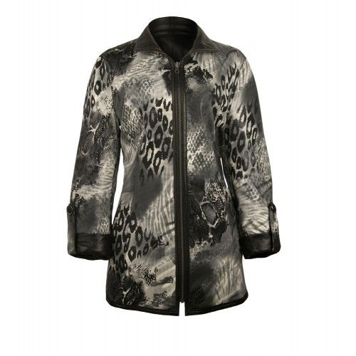 Chaqueta reversible de cuero larga con cierre de cremallera Zerimar - 7