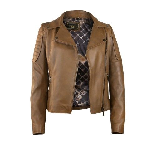 Chaqueta de cuero estilo biker con hombros acolchados para mujer Zerimar - 2