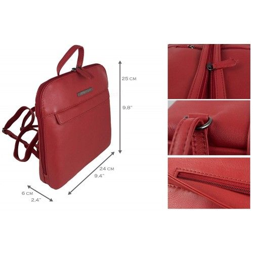 Mochila de piel natural de mujer estilo casual  25x24x6 cm Zerimar - 11