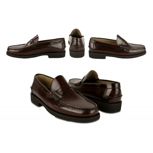 Mocasines burdeos de piel natural con antifaz talla PLUS Zerimar - 3