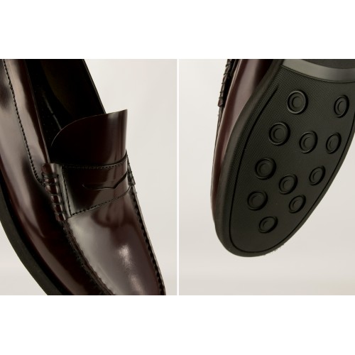 Mocasines burdeos de piel natural con antifaz talla PLUS Zerimar - 4