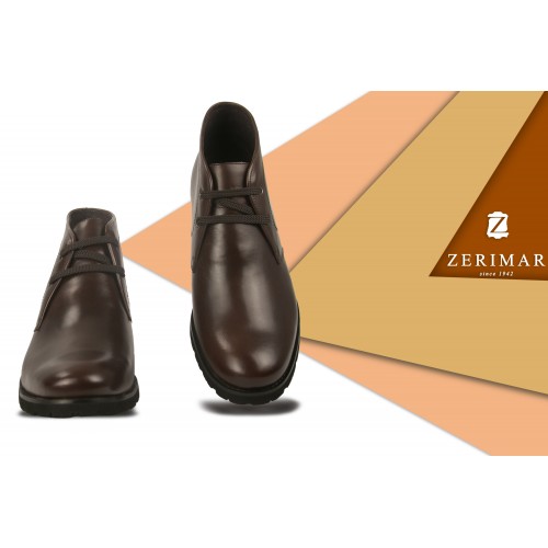 Botas de piel con alzas interiores de 7 cm color marron Zerimar - 4